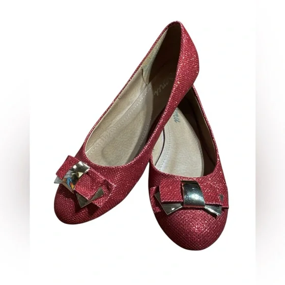 BNWOB Jeru Belinda Red Glitter Sparkle Flat Shoes 7.5 Wizard of Oz Shoes 7.5 - Picture 1 of 7